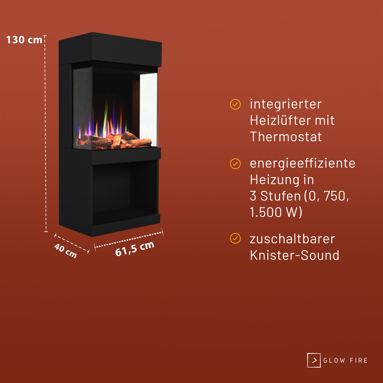 Glow Fire PR12 Schwarz Elektrokamin