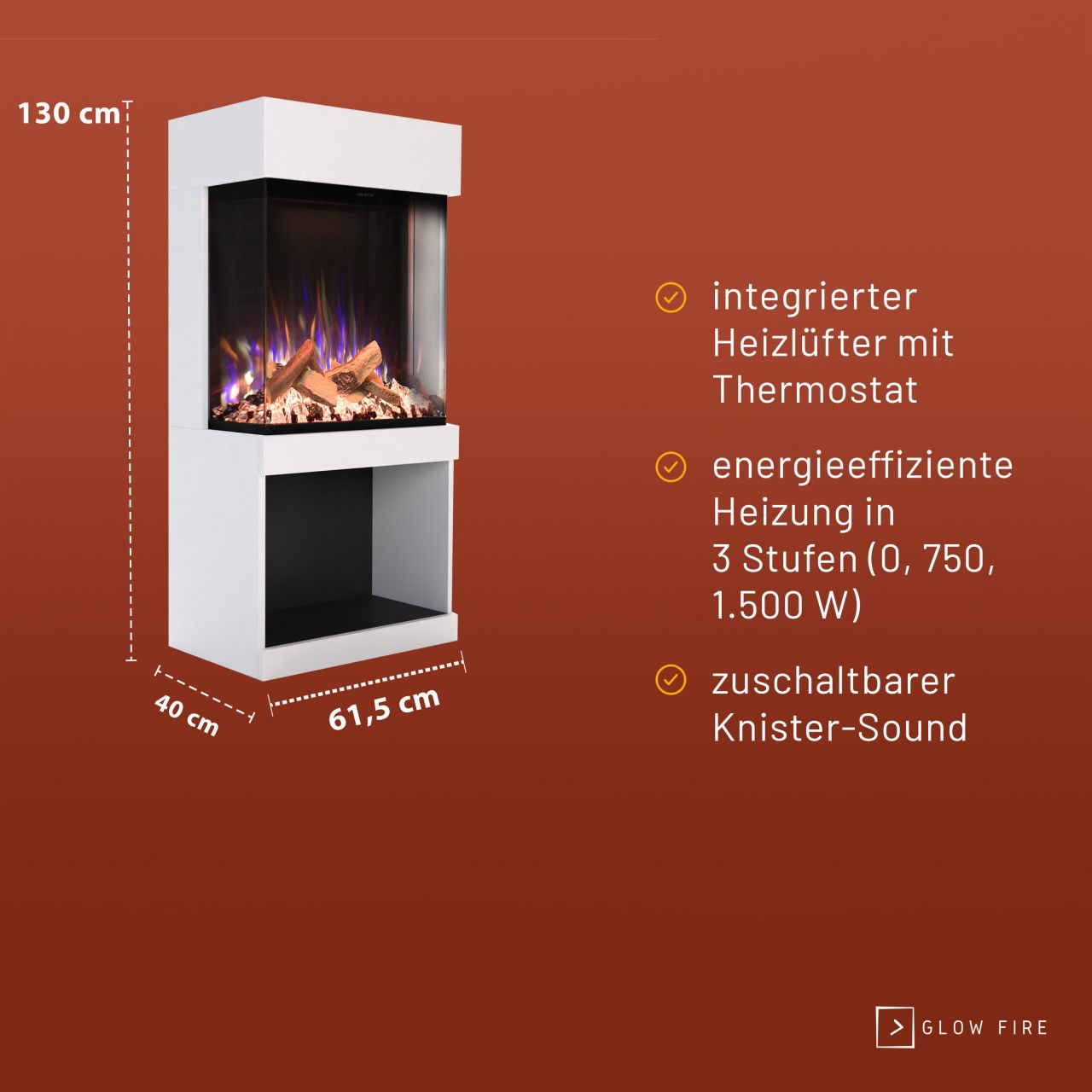 Glow Fire PR12 Weiss Elektrokamin
