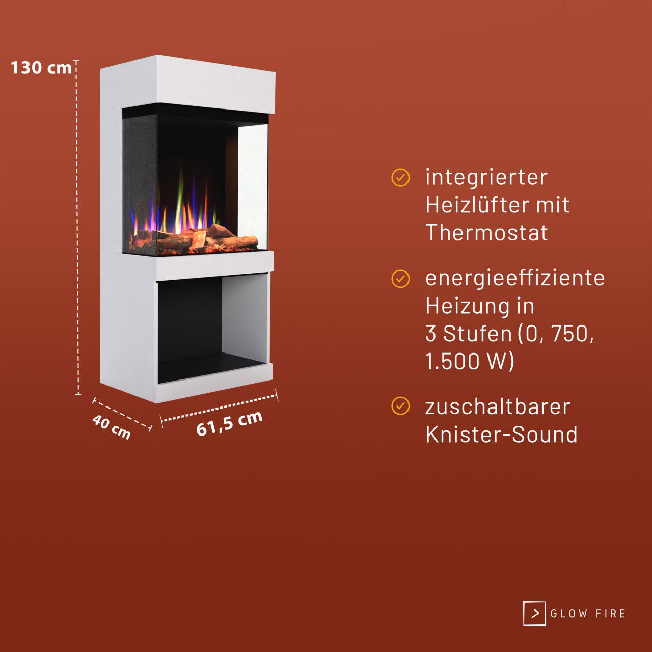Glow Fire PR12 Weiss Elektrokamin
