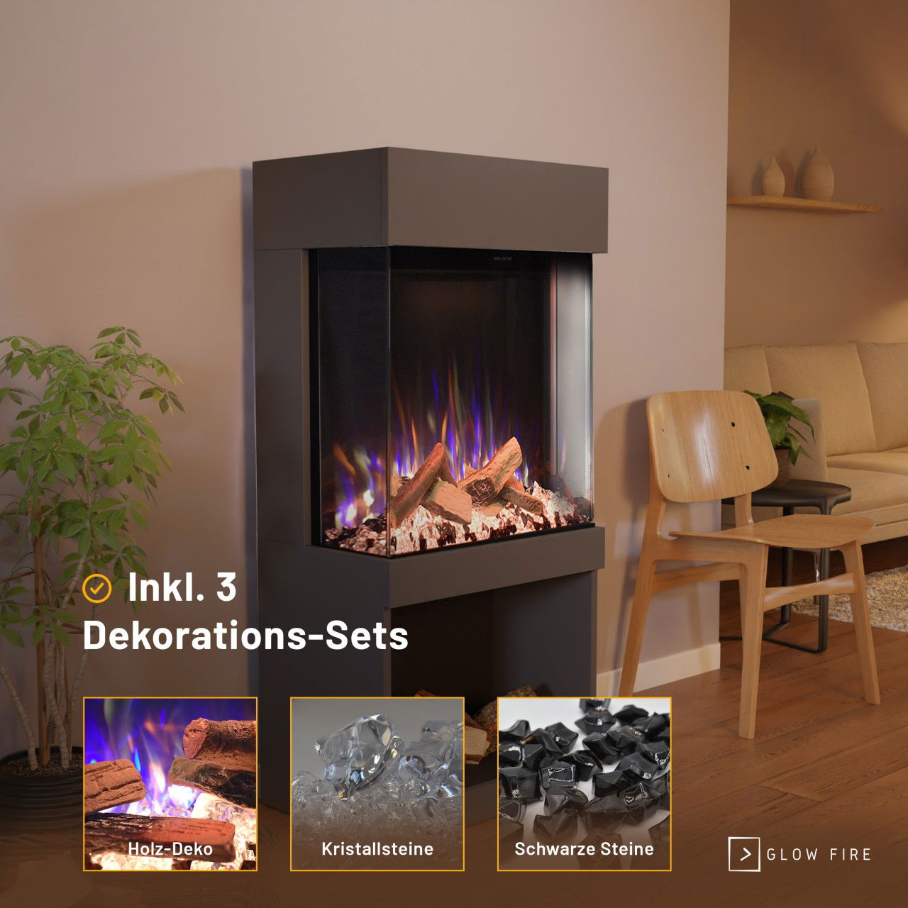 Glow Fire PR12 Grau Elektrokamin