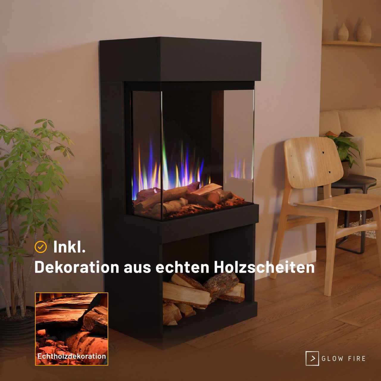 Glow Fire PR12 Schwarz Elektrokamin
