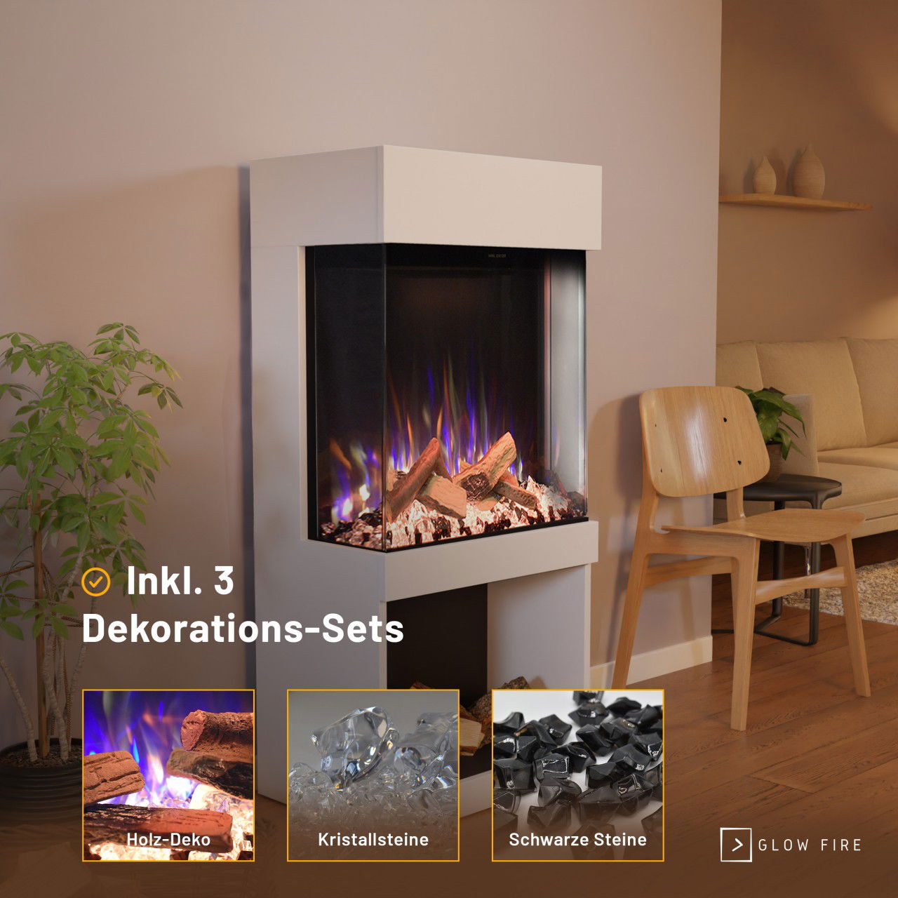 Glow Fire PR12 Weiss Elektrokamin