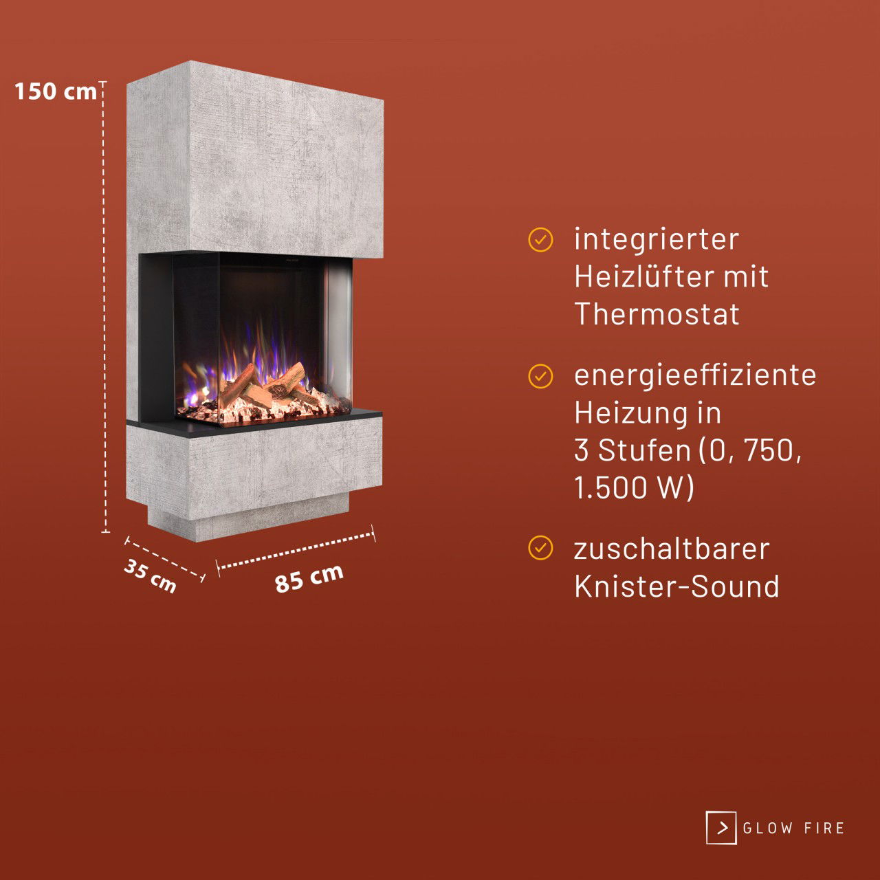 Glow Fire PR14 Beton Elektrokamin