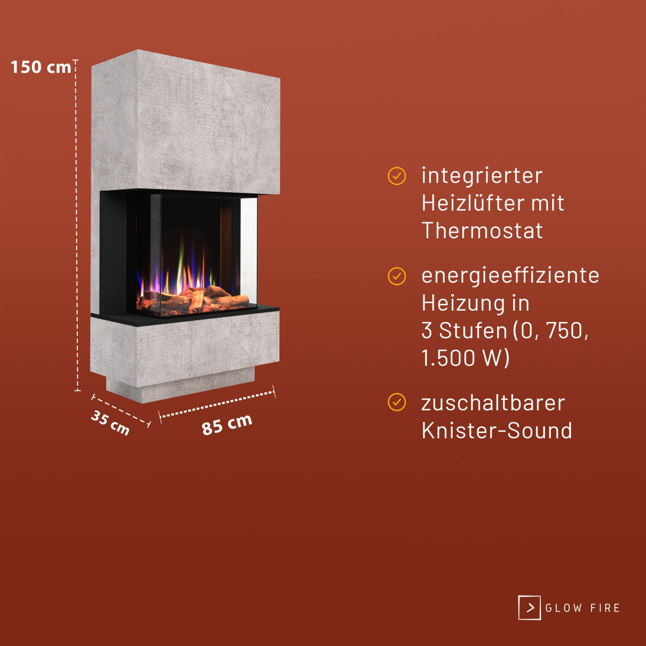 Glow Fire PR14 Beton Elektrokamin
