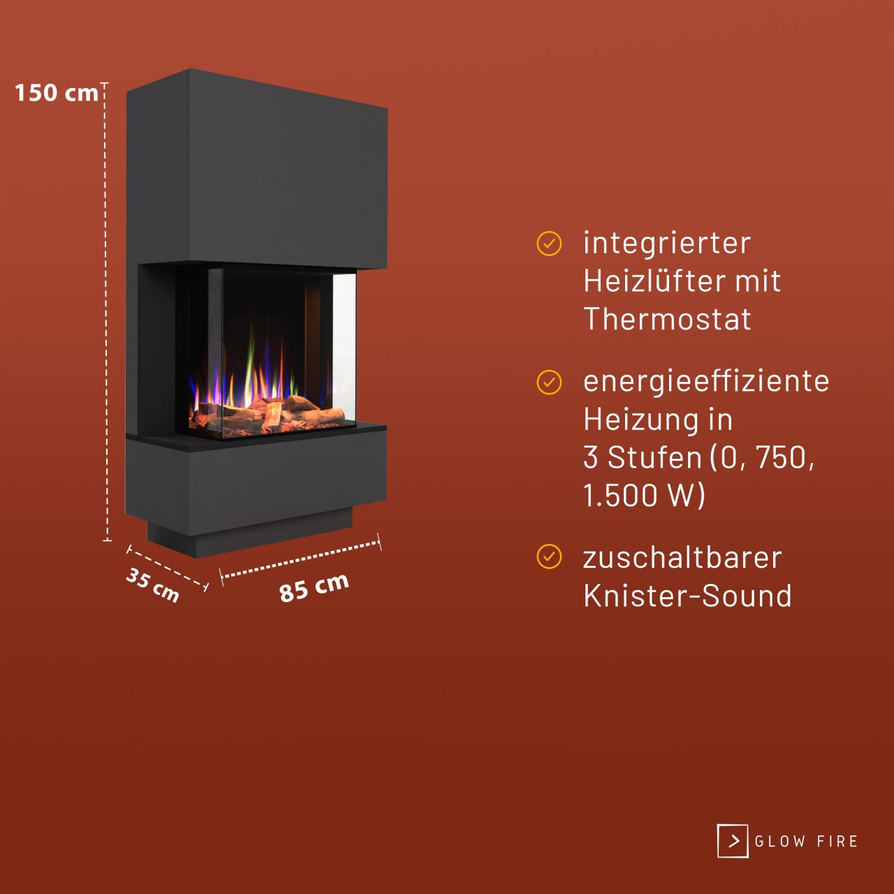 Glow Fire PR14 Grau Elektrokamin