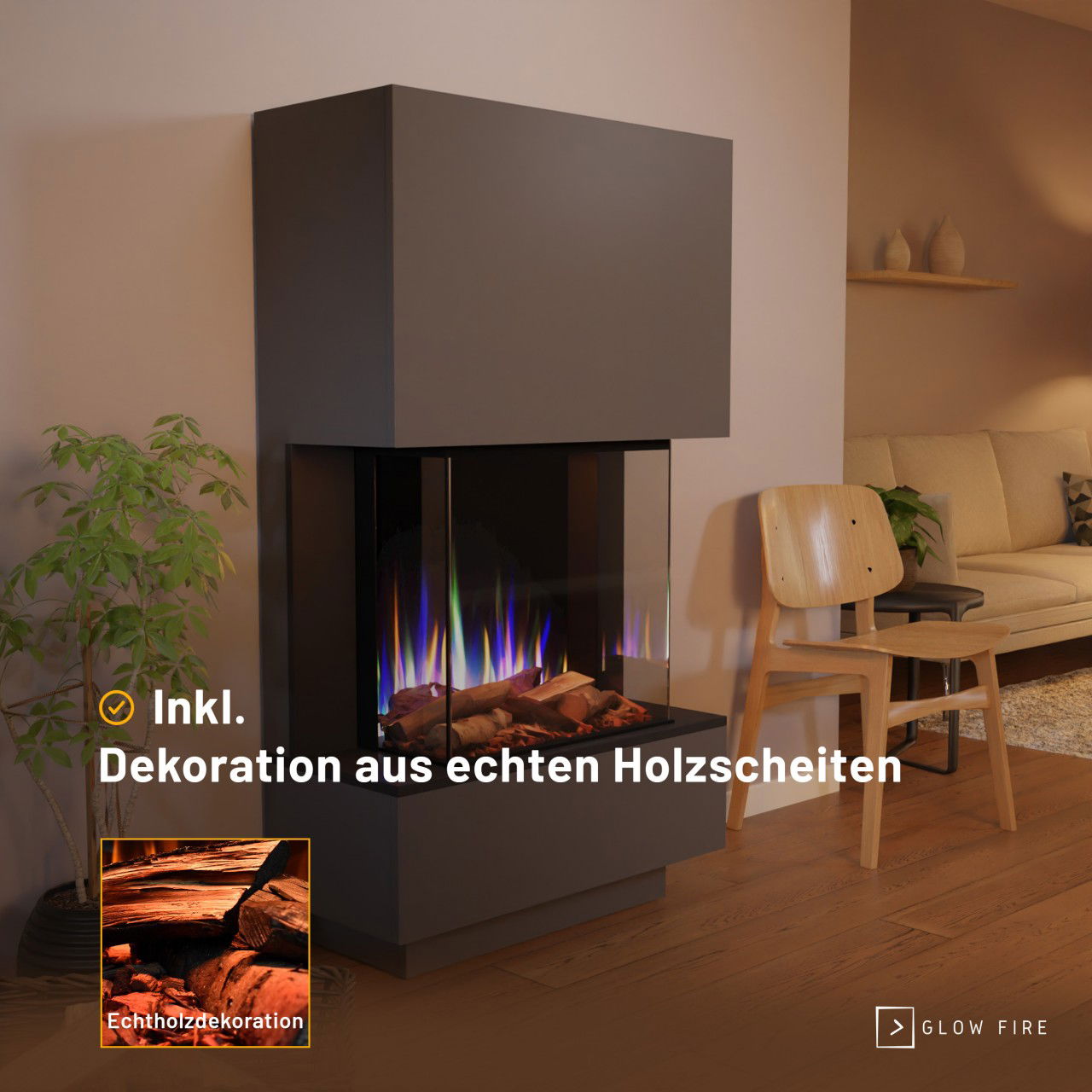 Glow Fire PR14 Grau Elektrokamin
