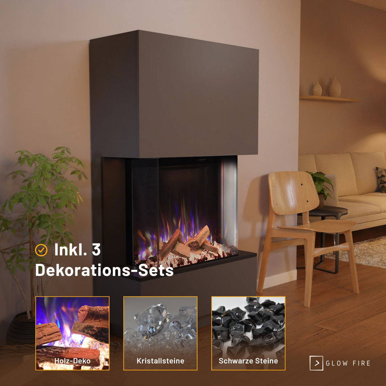 Glow Fire PR14 Grau Elektrokamin