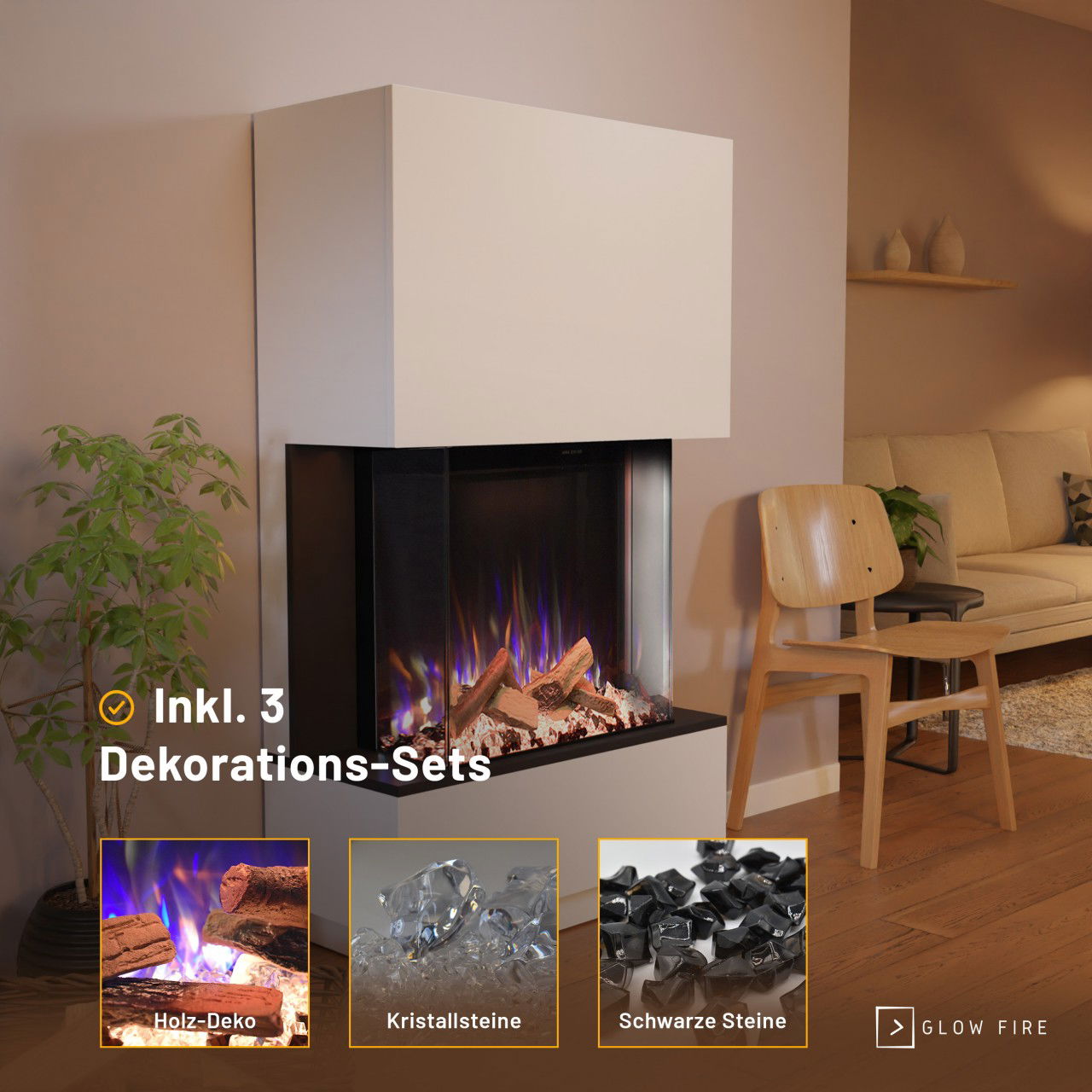 Glow Fire PR14 Weiss Elektrokamin