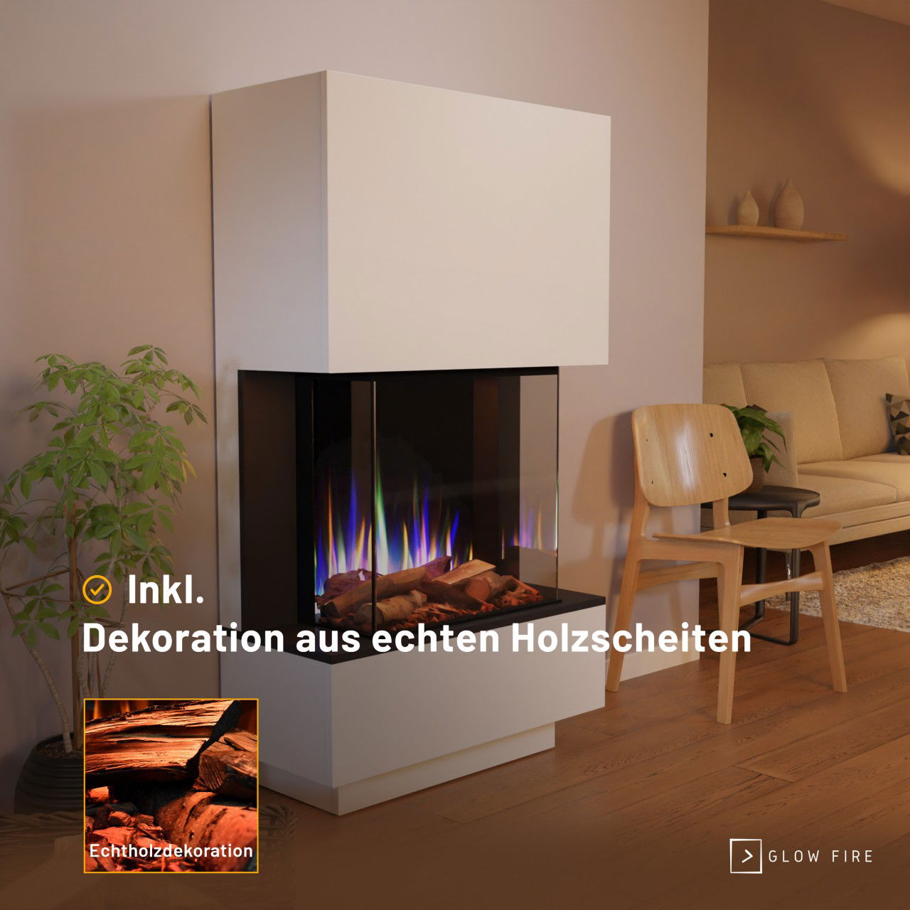 Glow Fire PR14 Weiss Elektrokamin