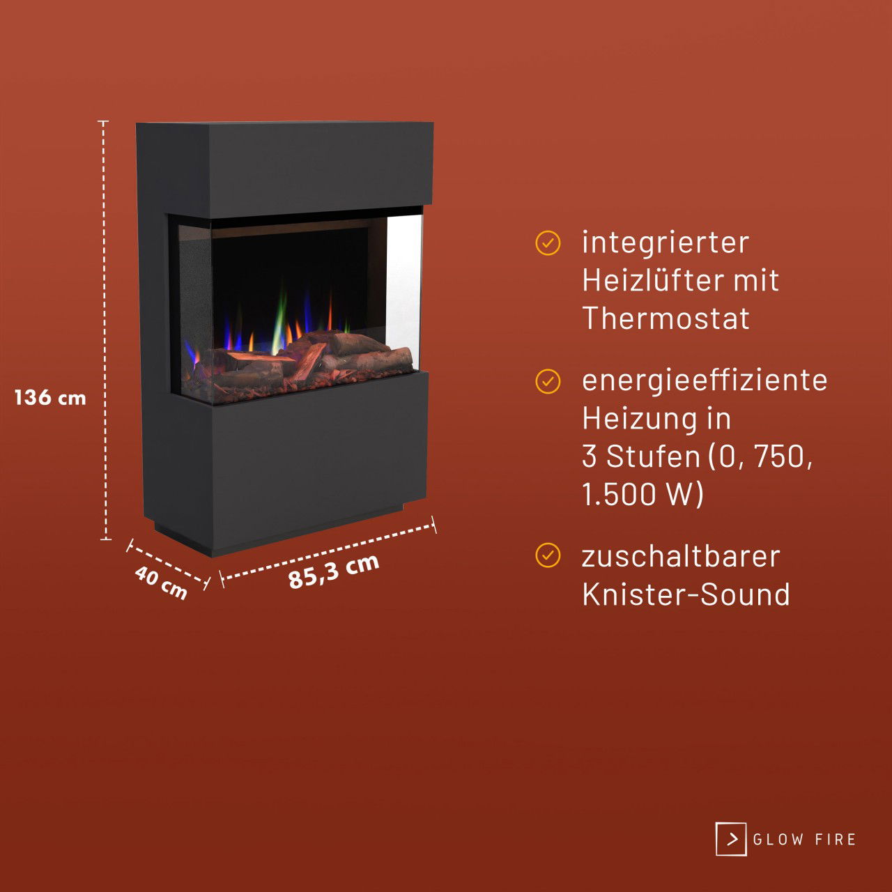 Glow Fire PR15 Weiss Elektrokamin
