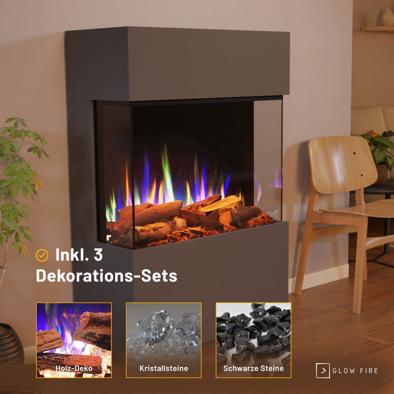 Glow Fire PR15 Grau Elektrokamin