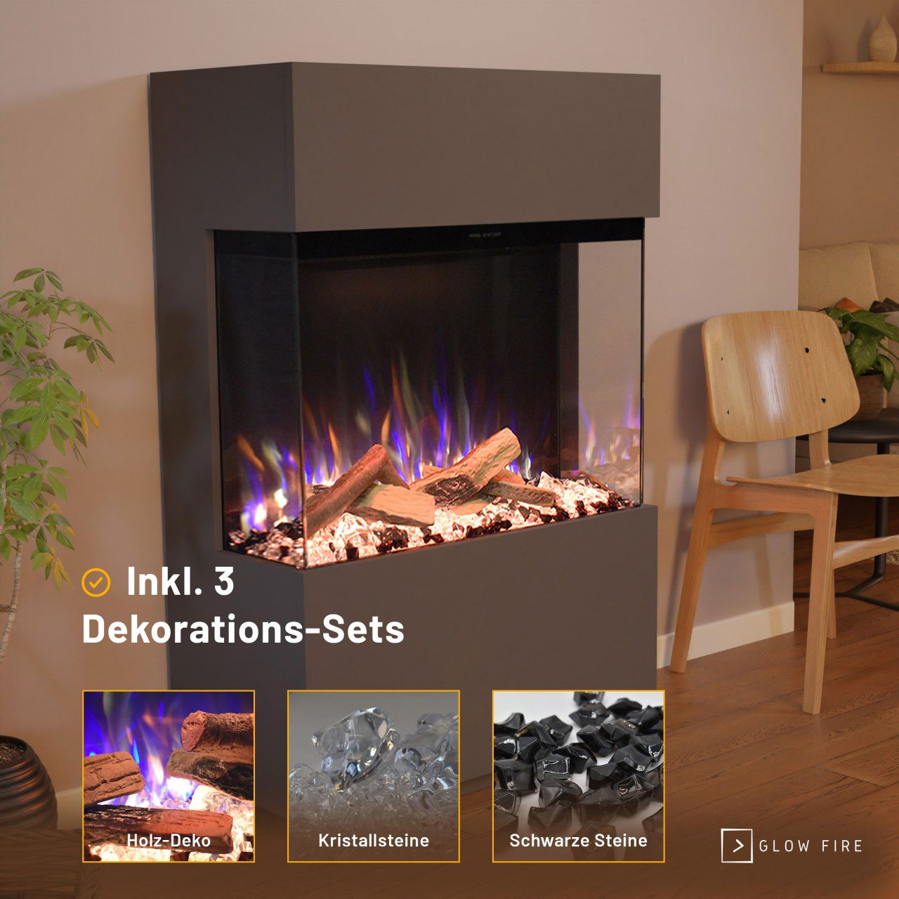 Glow Fire PR15 Grau Elektrokamin