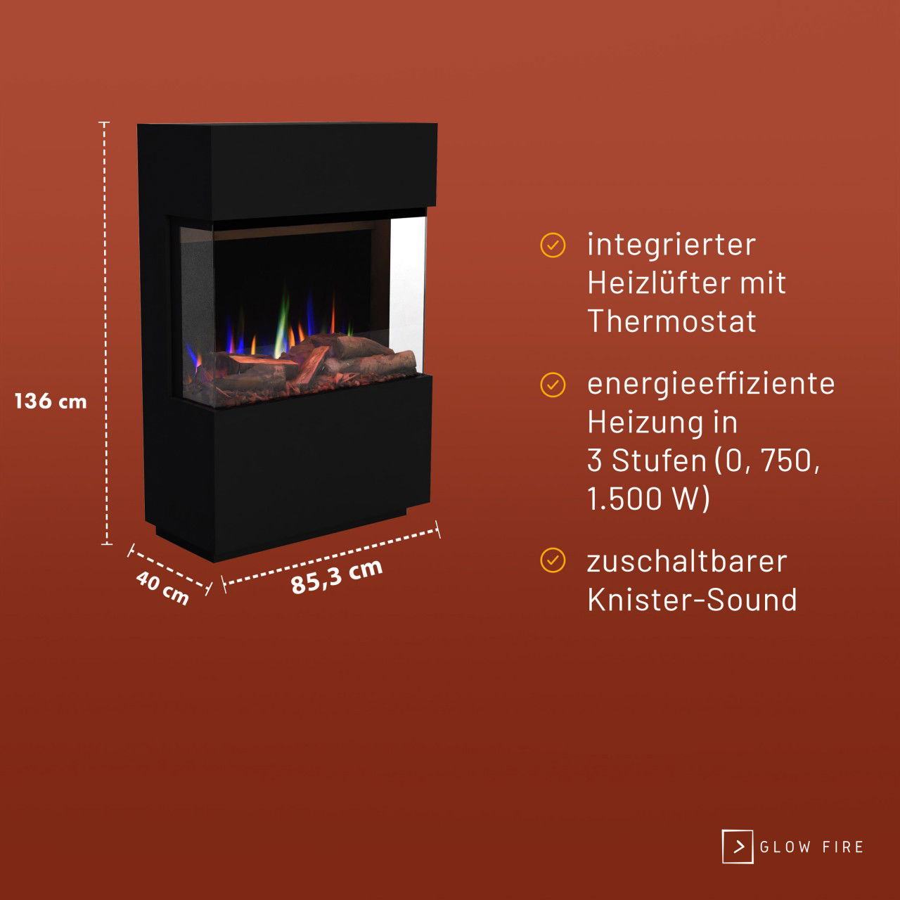 Glow Fire PR15 Weiss Elektrokamin