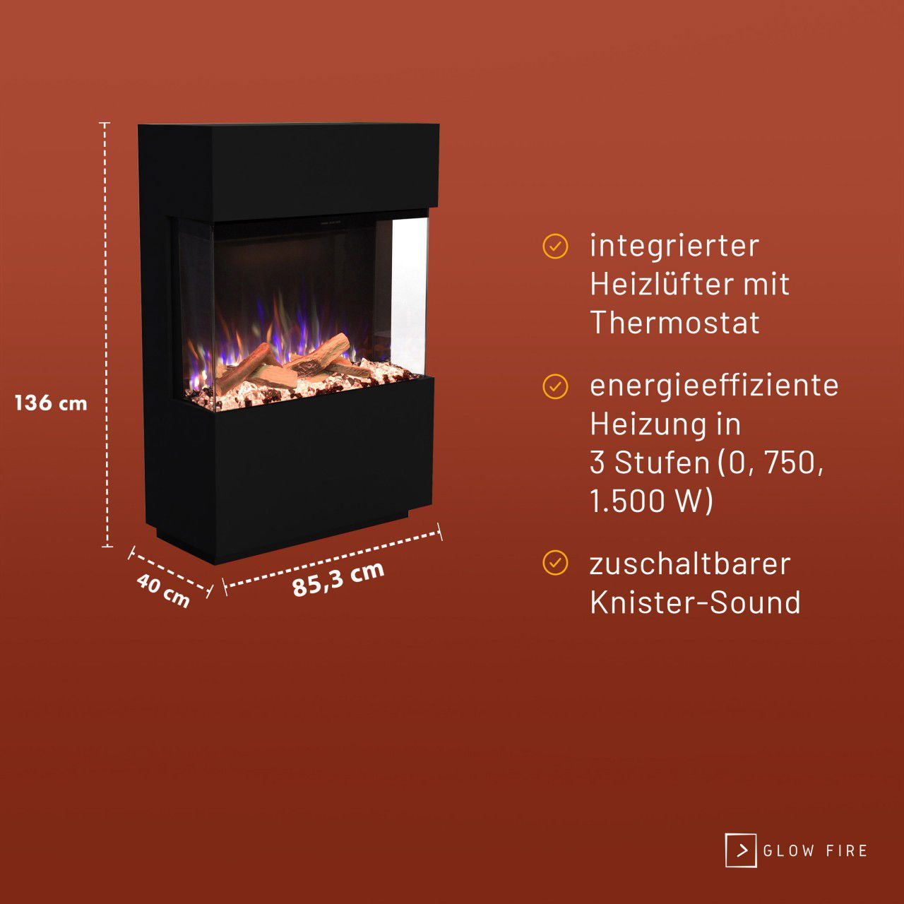 Glow Fire PR15 Weiss Elektrokamin