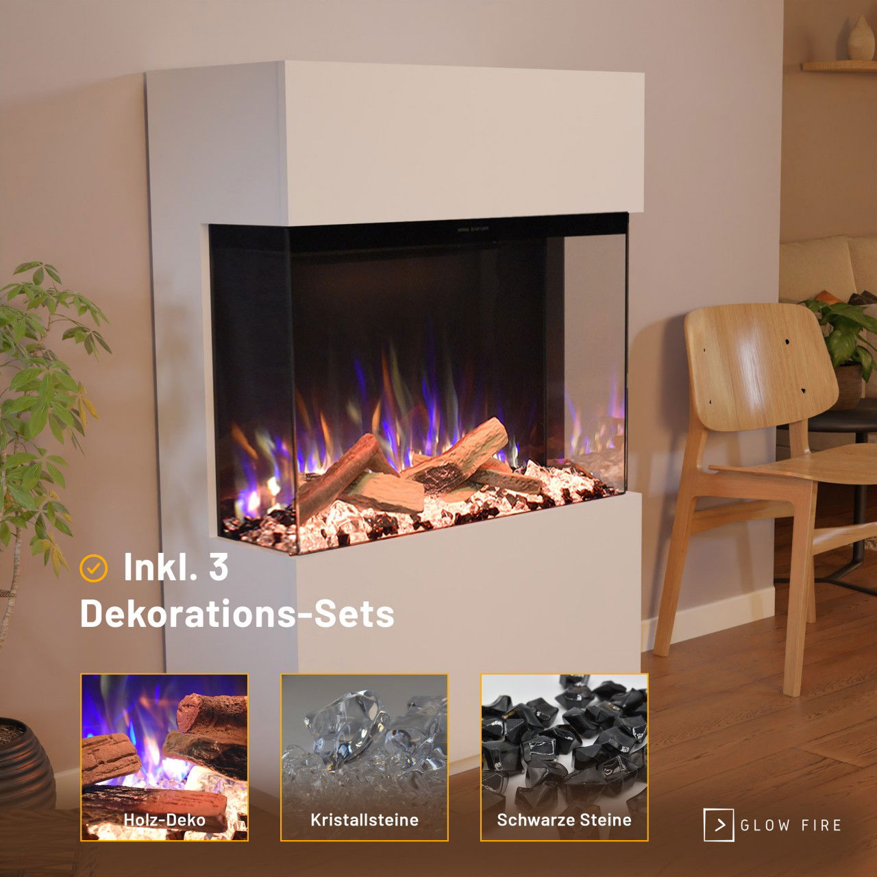 Glow Fire PR15 Weiss Elektrokamin