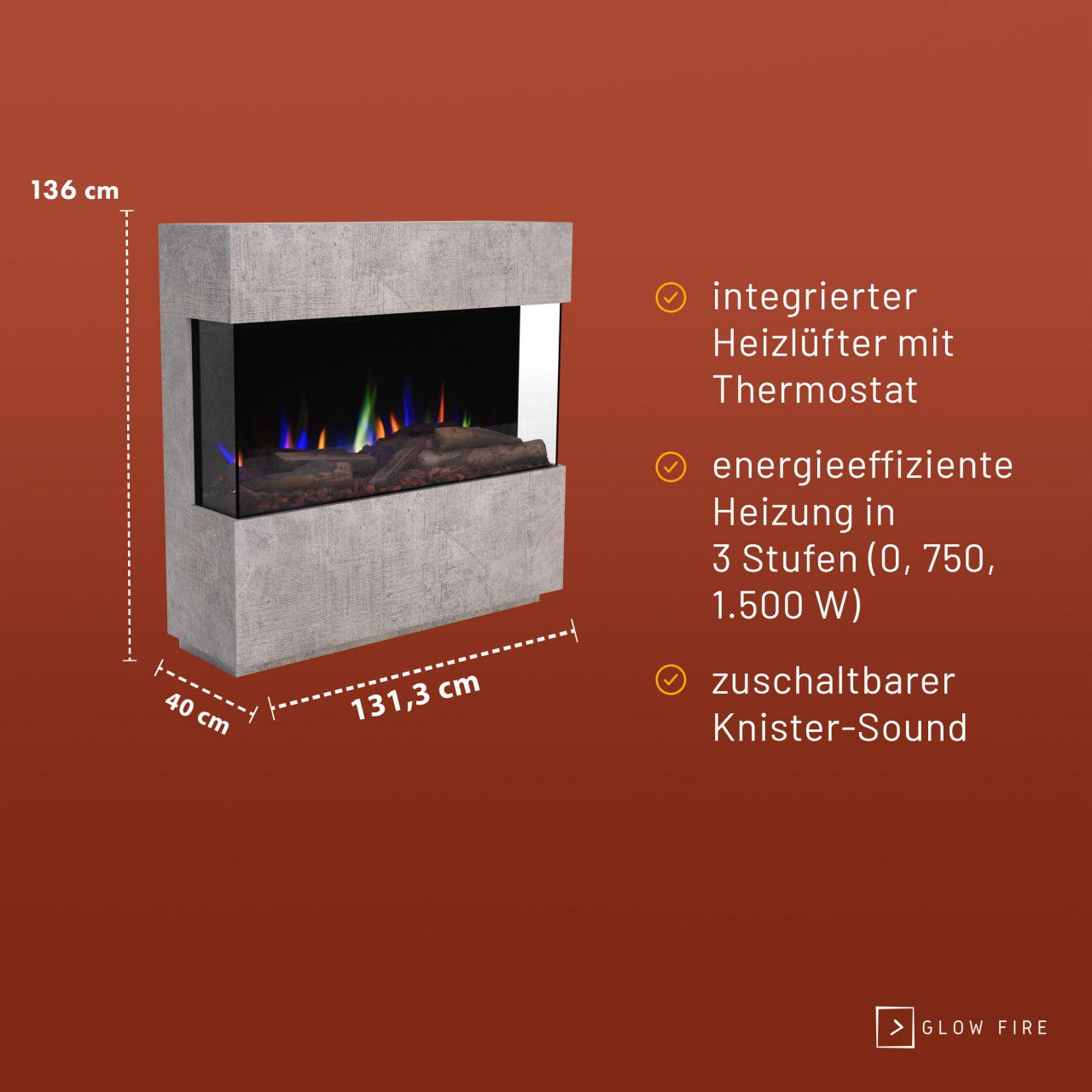 Glow Fire PR15 Weiss Elektrokamin