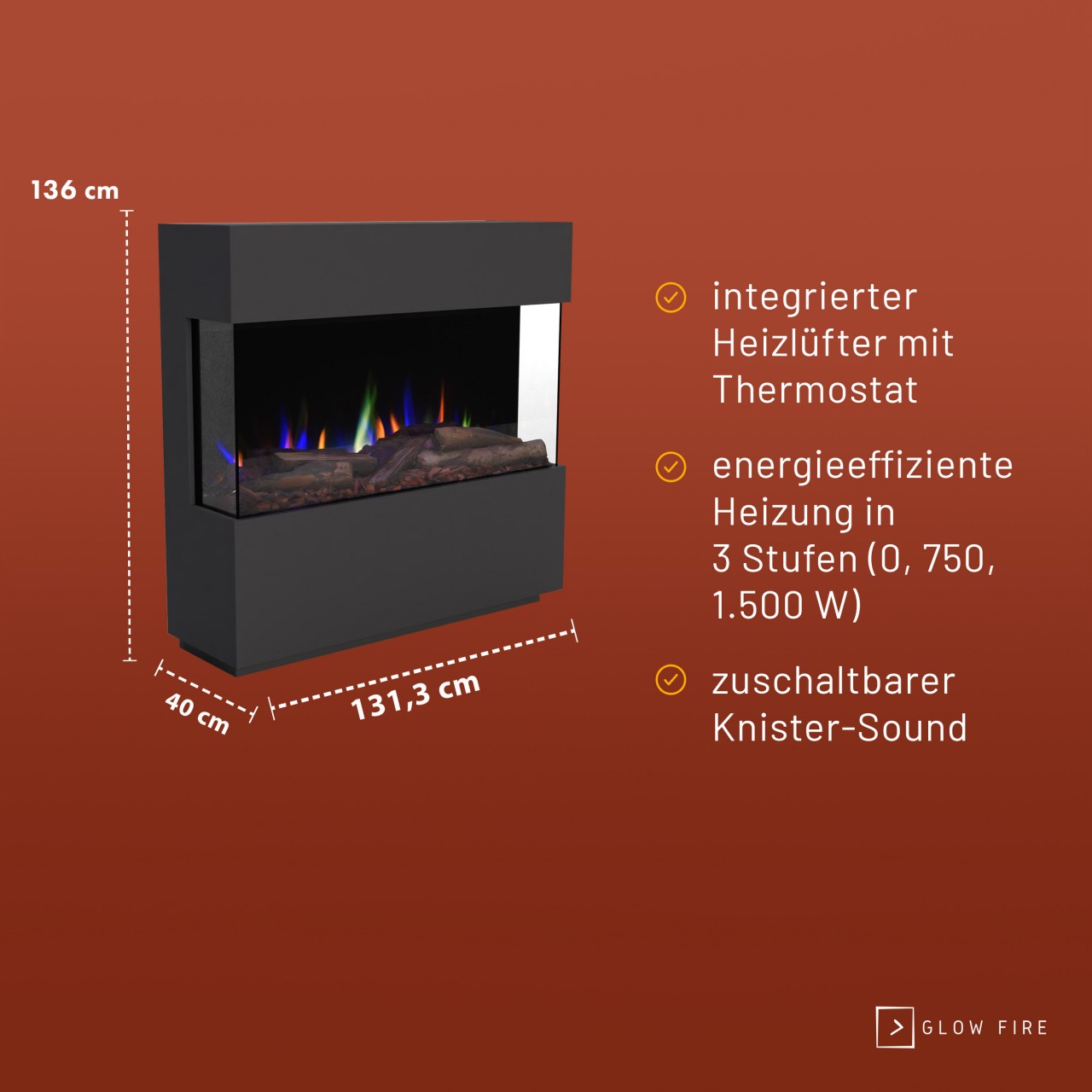 Glow Fire PR15 Weiss Elektrokamin