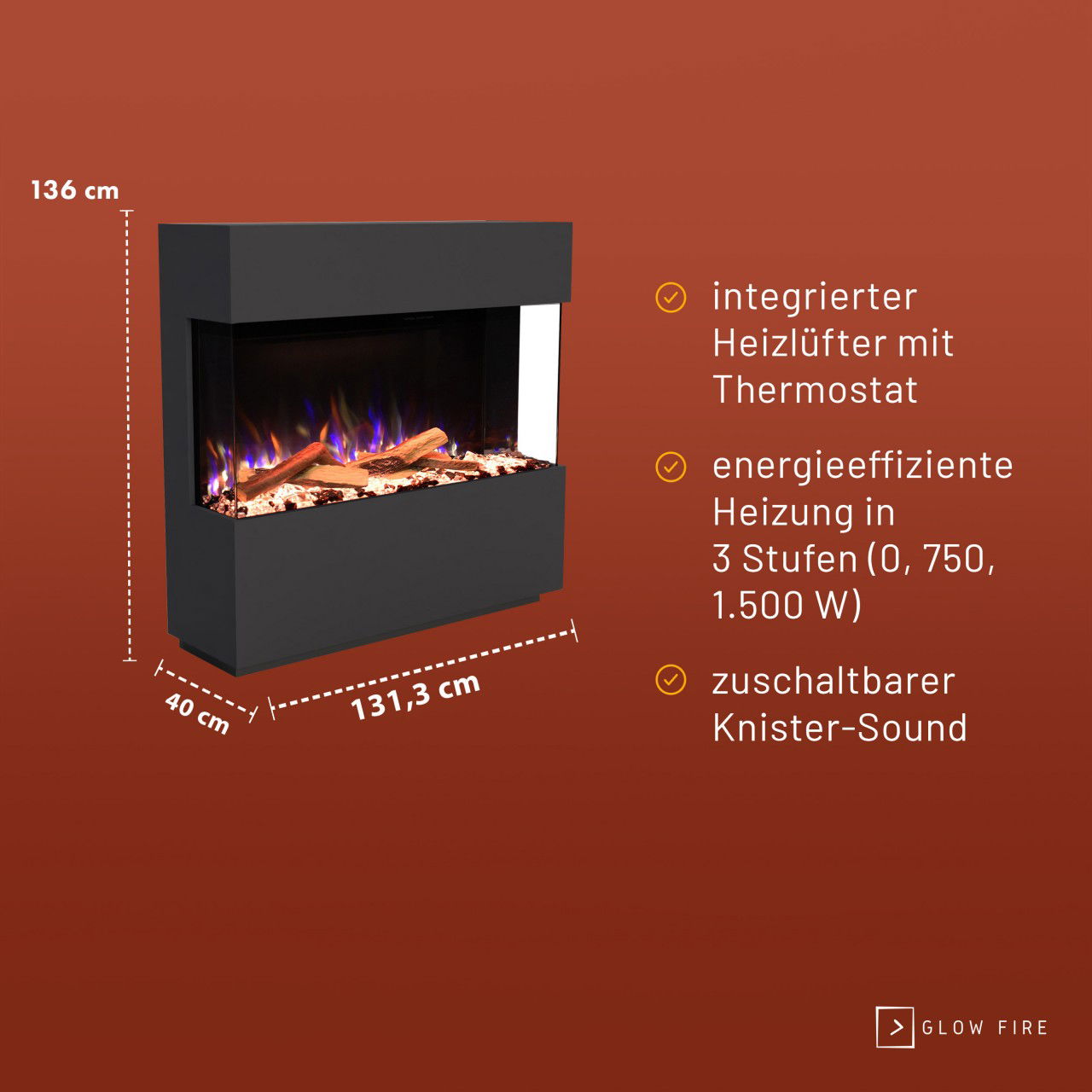 Glow Fire PR16 Weiss Elektrokamin