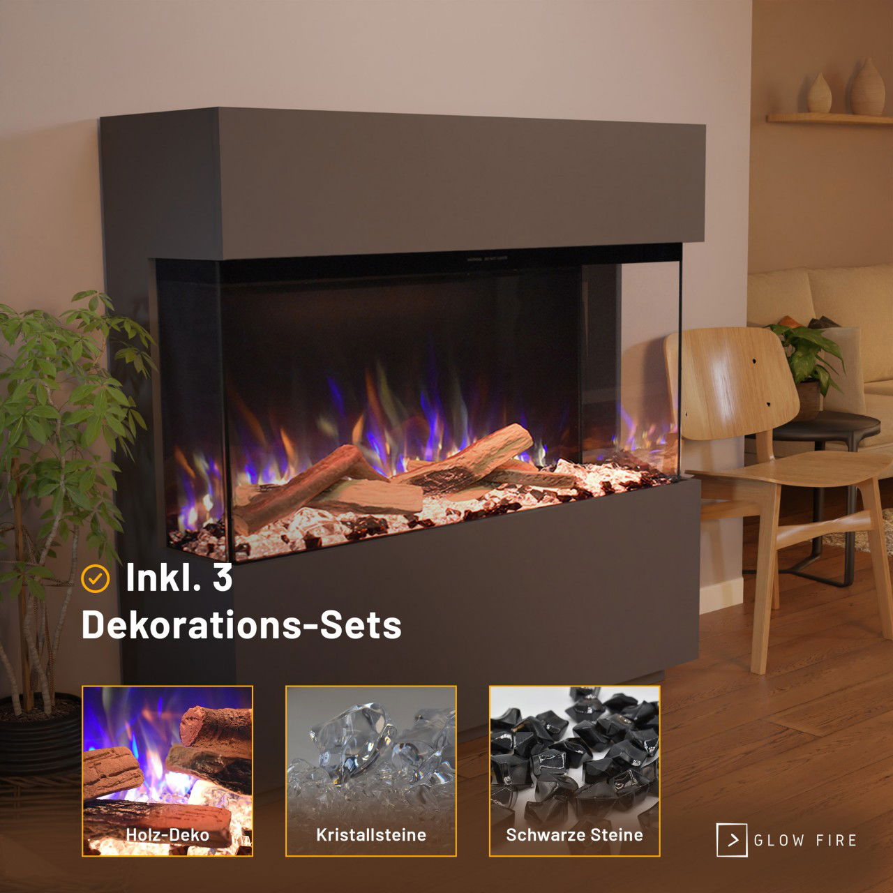Glow Fire PR15 Grau Elektrokamin
