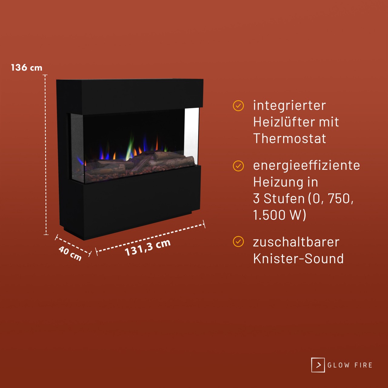 Glow Fire PR15 Weiss Elektrokamin