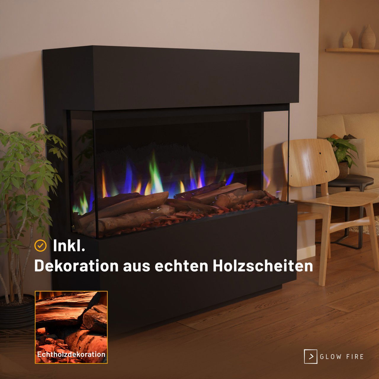 Glow Fire PR15 Schwarz Elektrokamin
