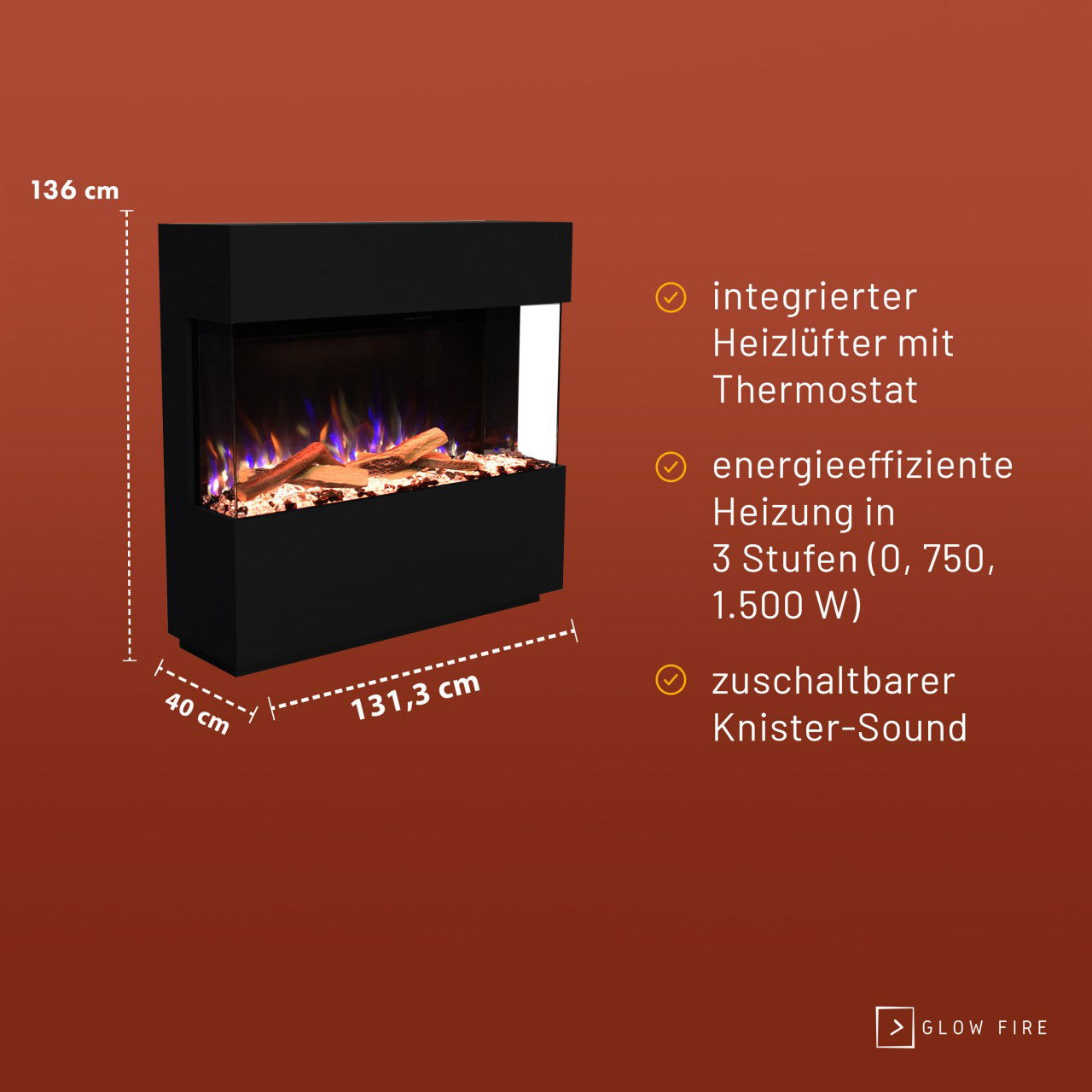 Glow Fire PR16 Weiss Elektrokamin