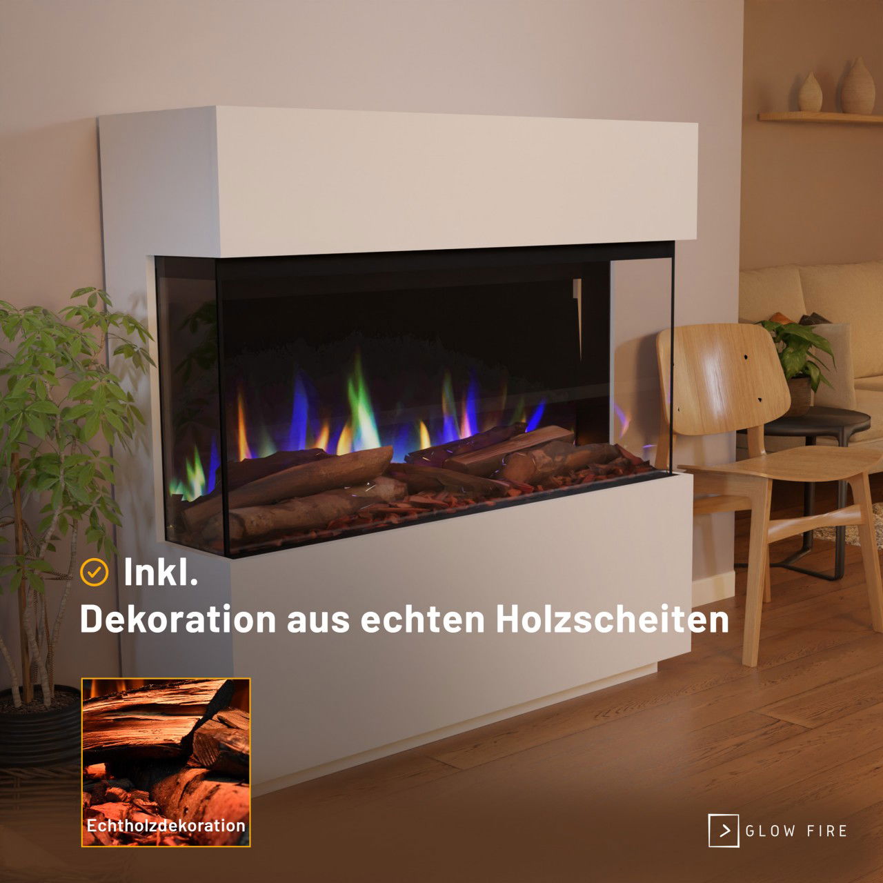 Glow Fire PR15 Weiss Elektrokamin