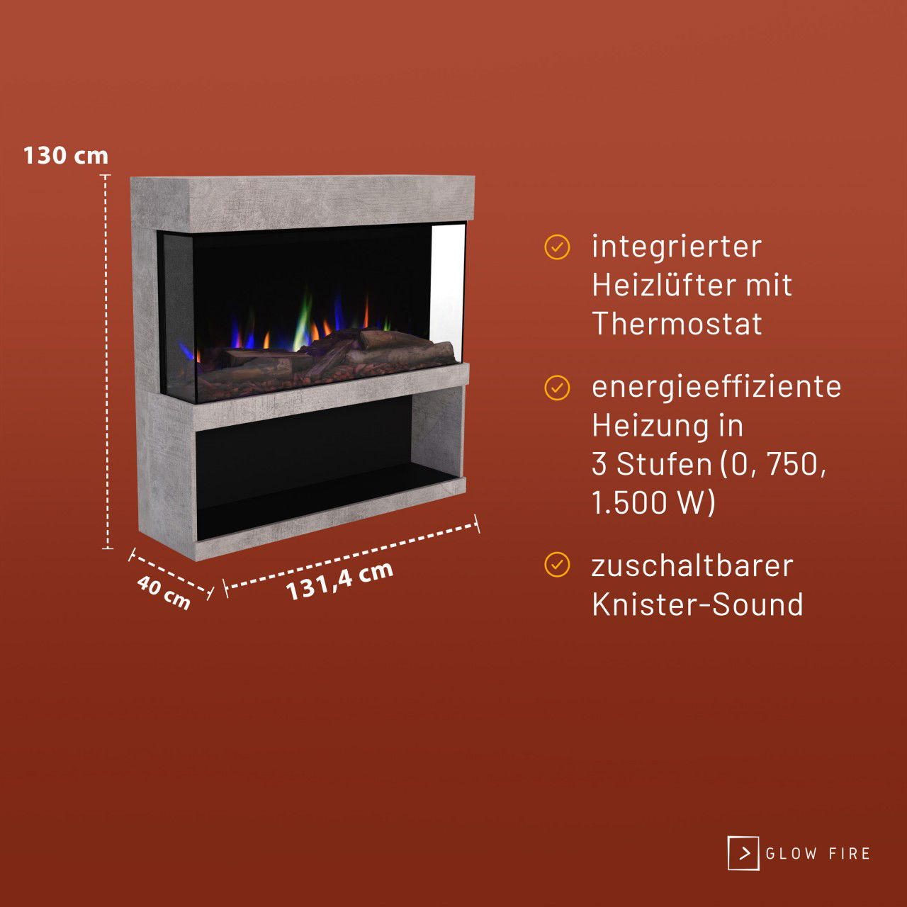 Glow Fire PR17 Beton Elektrokamin