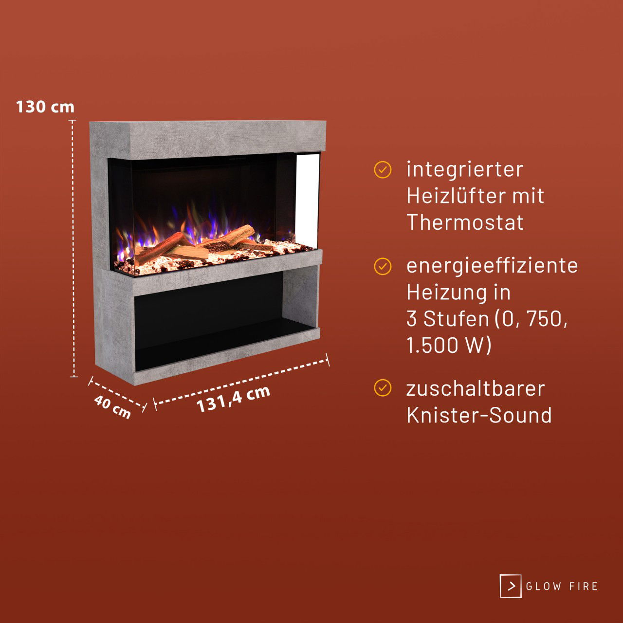 Glow Fire PR17 Beton Elektrokamin