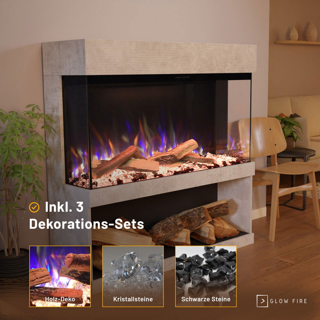 Glow Fire PR17 Beton Elektrokamin