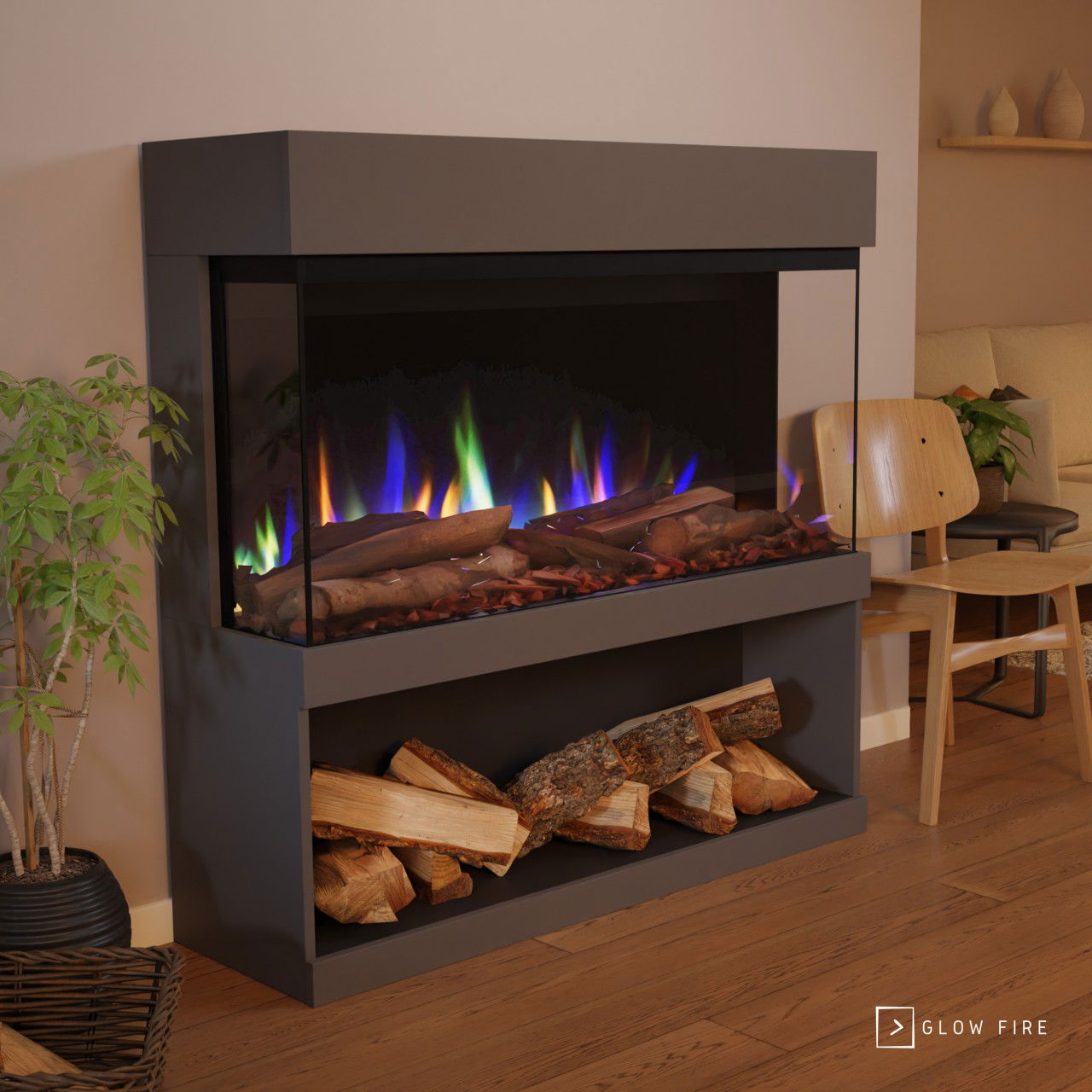 Glow Fire PR17 Grau Elektrokamin