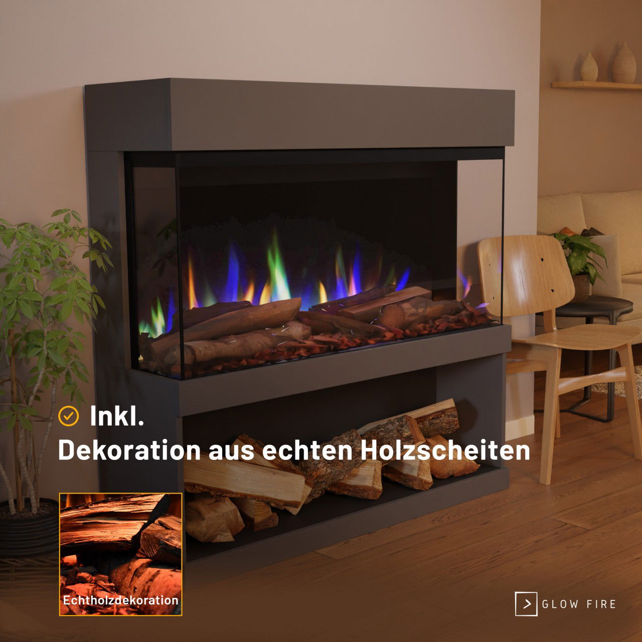 Glow Fire PR17 Grau Elektrokamin