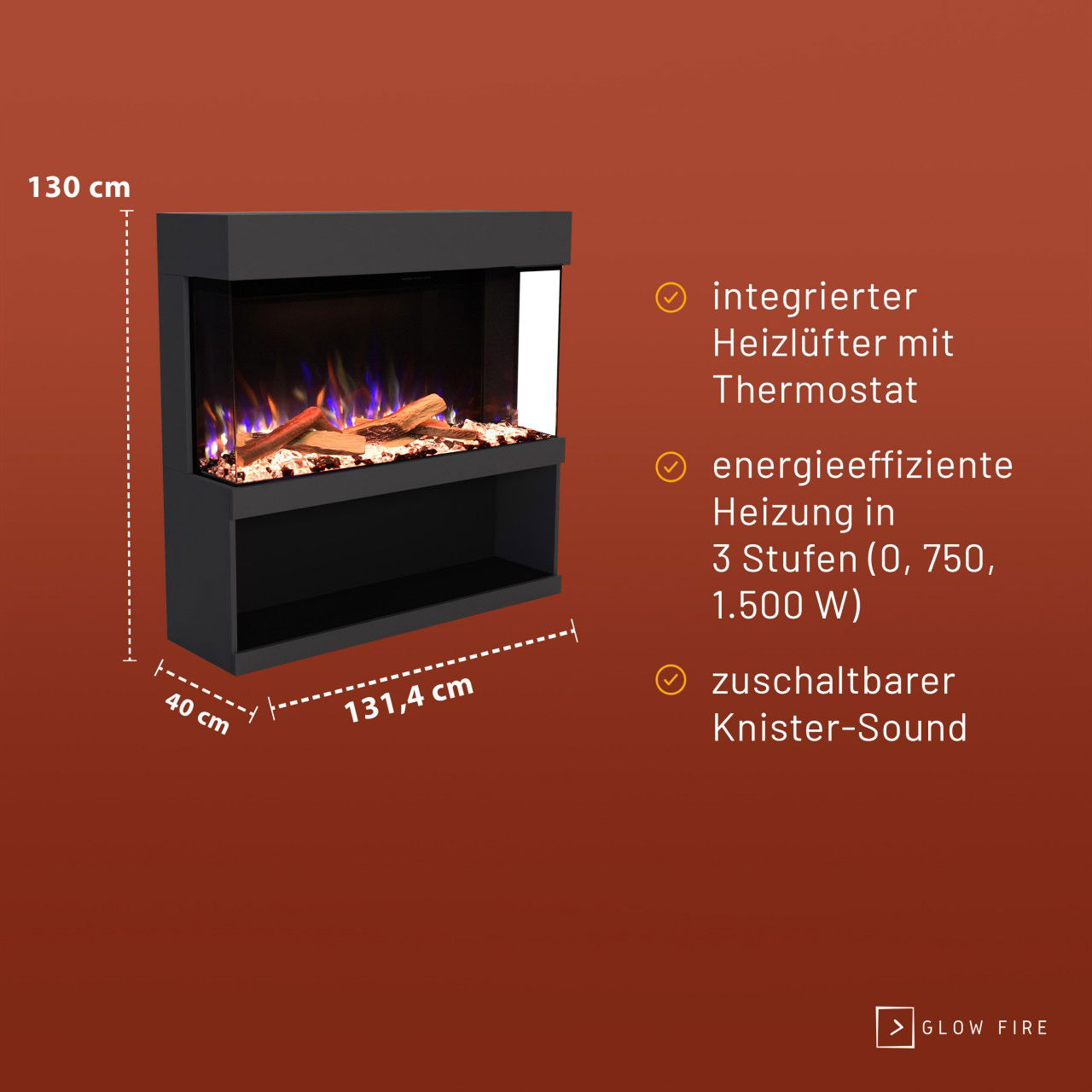 Glow Fire PR17 Grau Elektrokamin