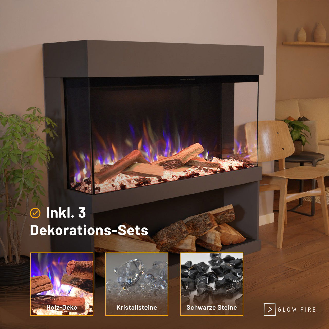 Glow Fire PR17 Grau Elektrokamin