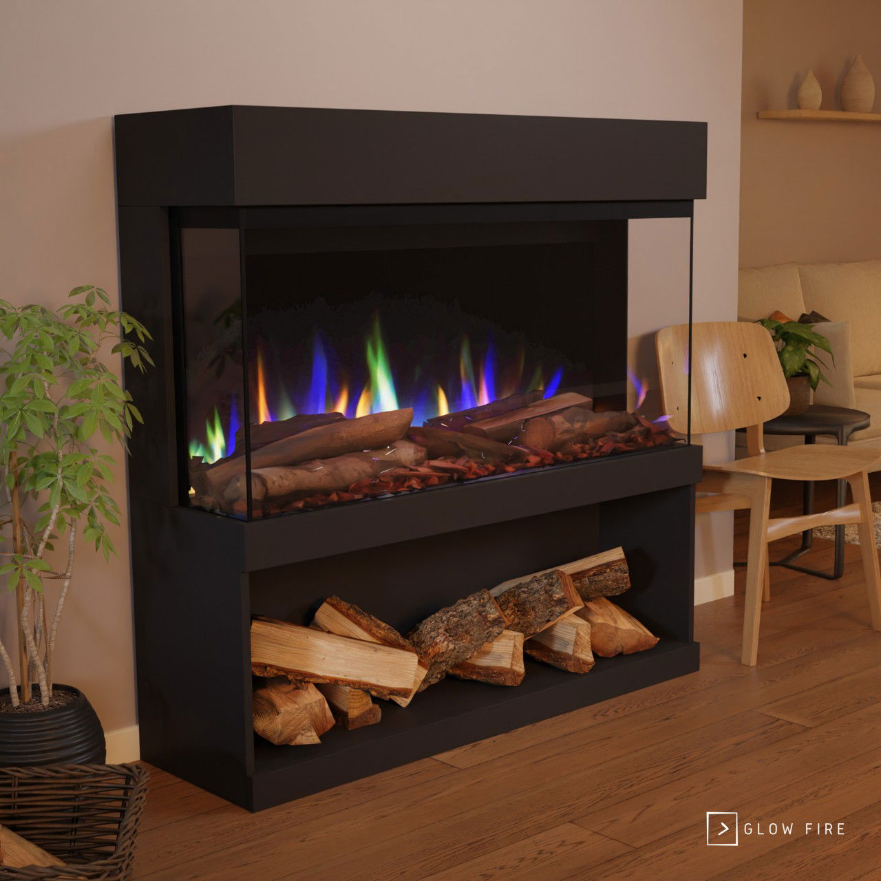 Glow Fire PR17 Schwarz Elektrokamin
