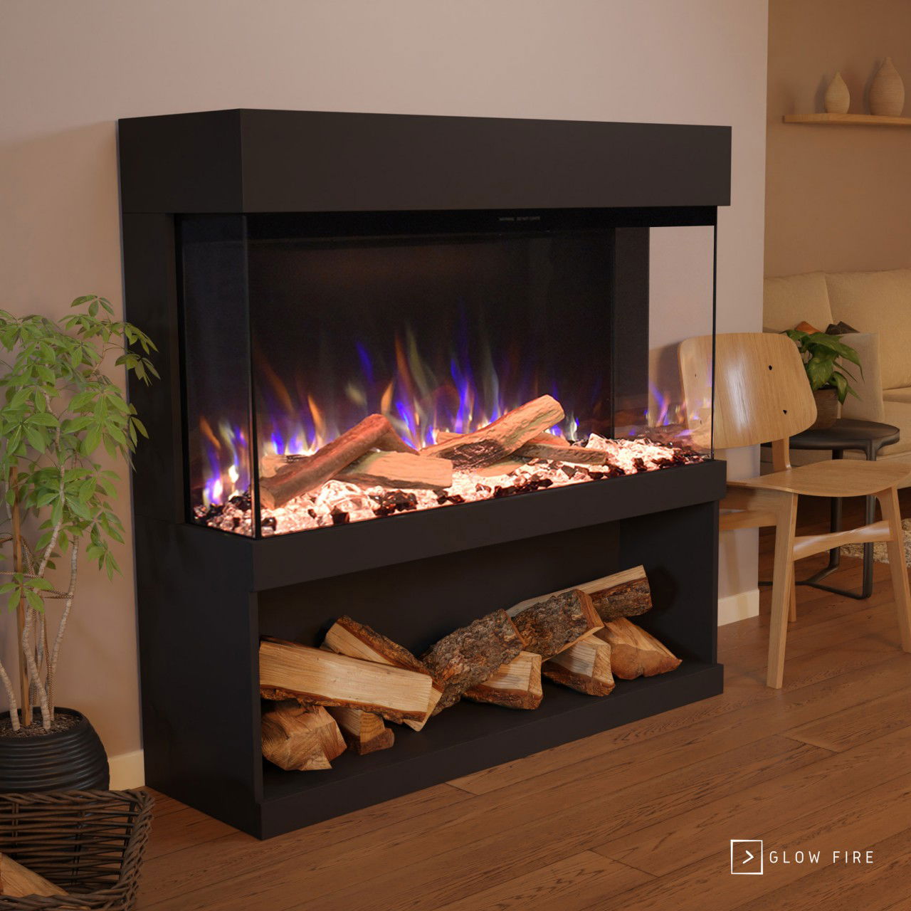Glow Fire PR17 Schwarz Elektrokamin