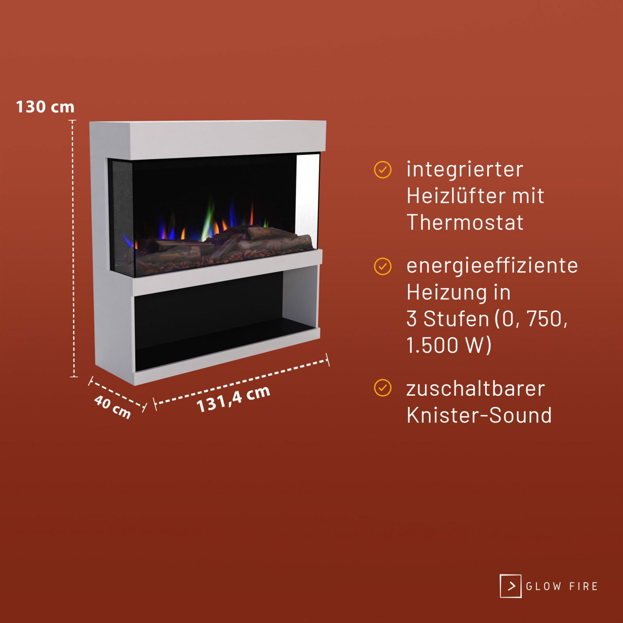 Glow Fire PR17 Weiss Elektrokamin