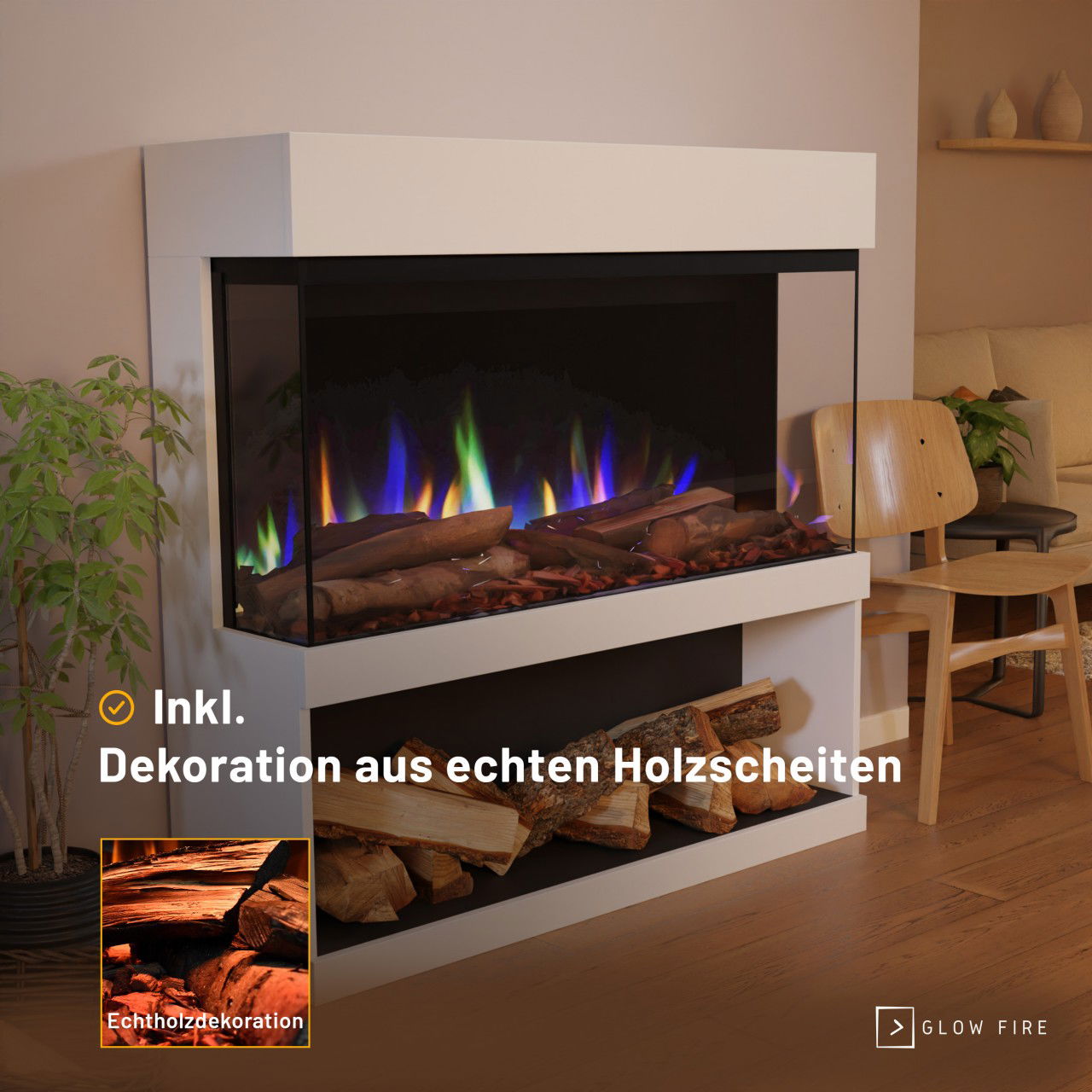 Glow Fire PR17 Weiss Elektrokamin