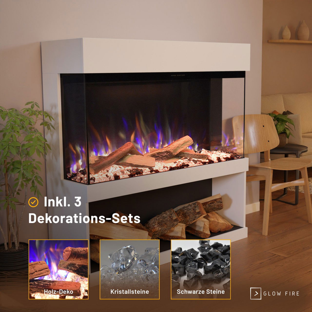 Glow Fire PR17 Weiss Elektrokamin