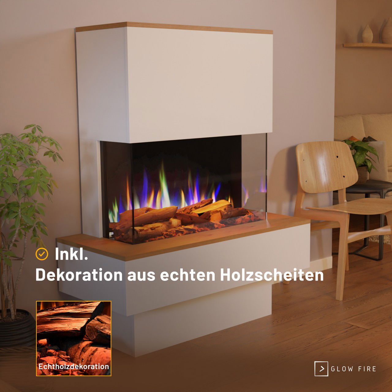 Glow Fire PR18 Weiss Elektrokamin