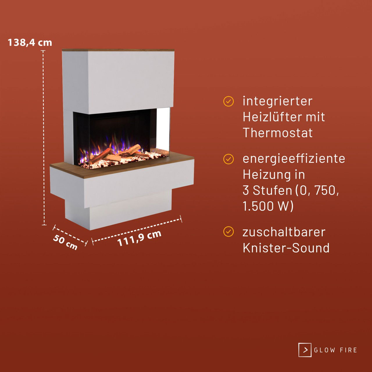 Glow Fire PR18 Weiss Elektrokamin