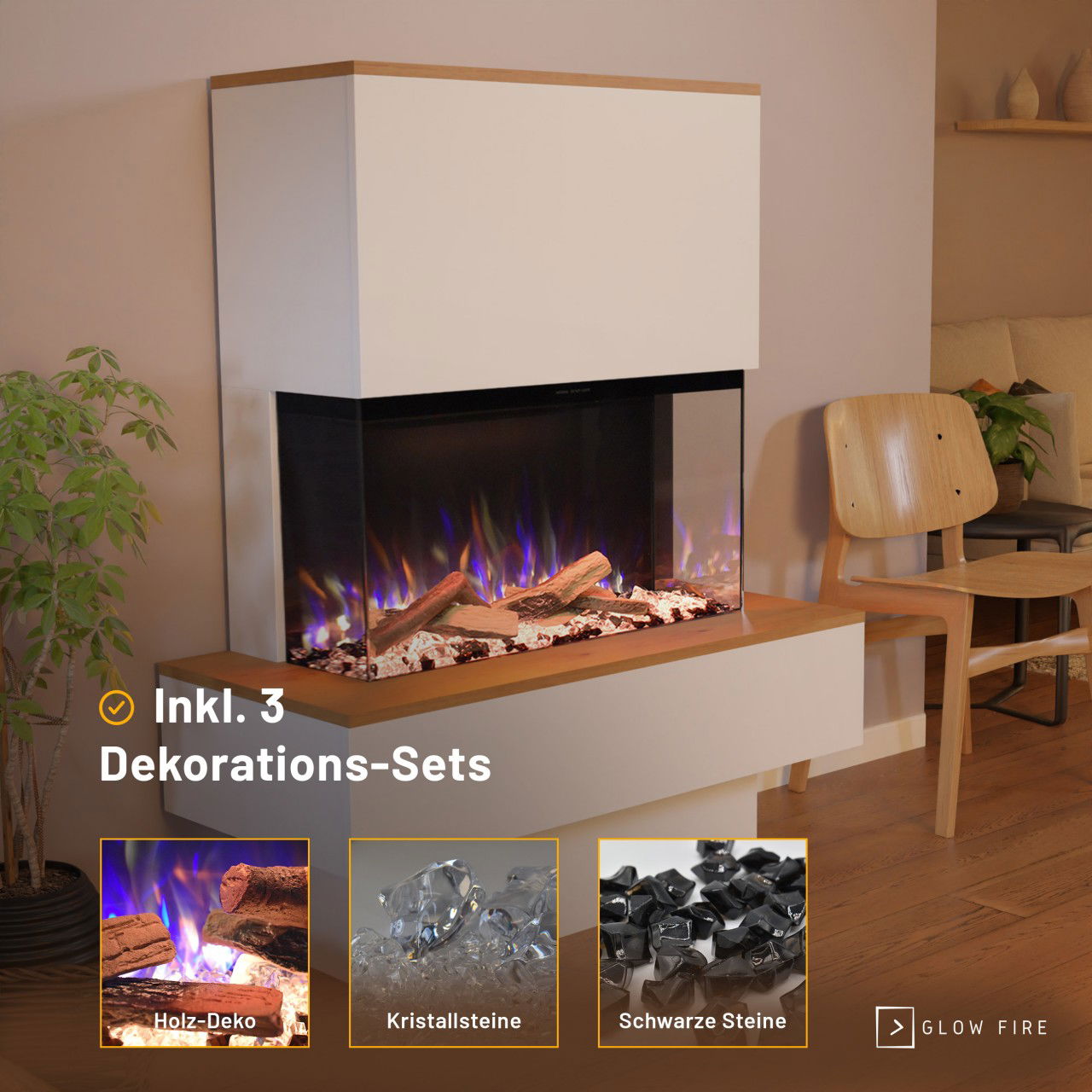 Glow Fire PR18 Weiss Elektrokamin