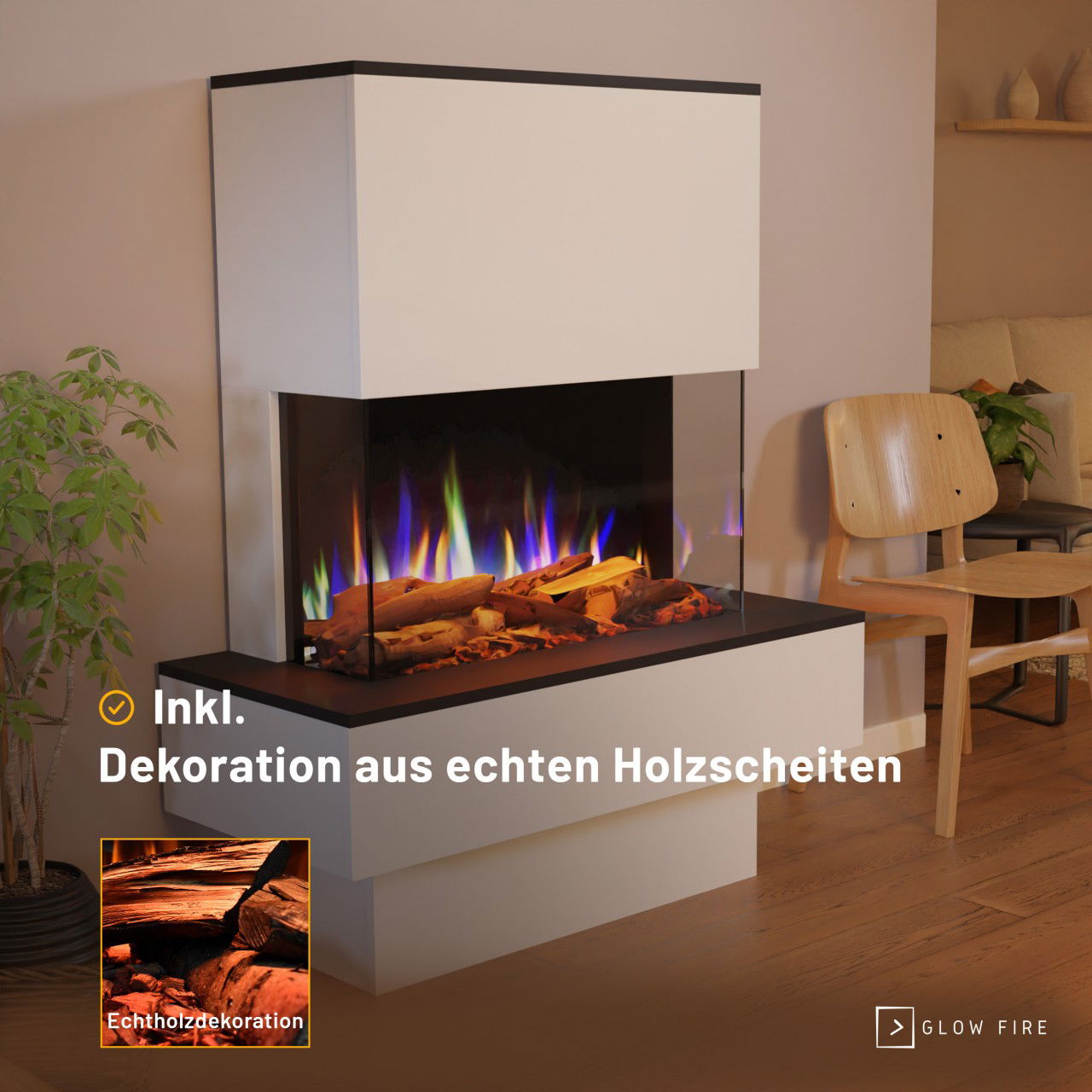 Glow Fire PR18 Weiss Elektrokamin