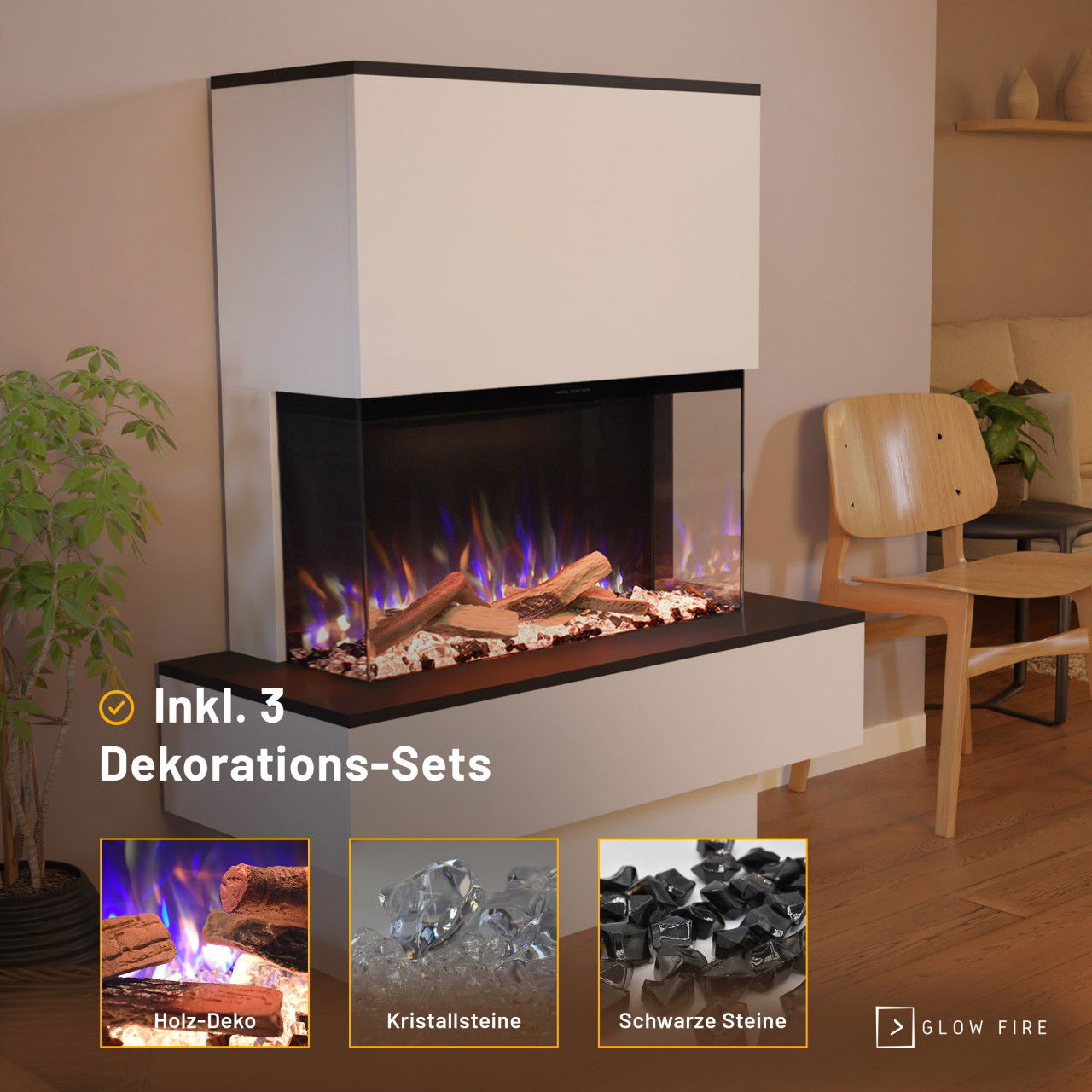 Glow Fire PR18 Weiss Elektrokamin