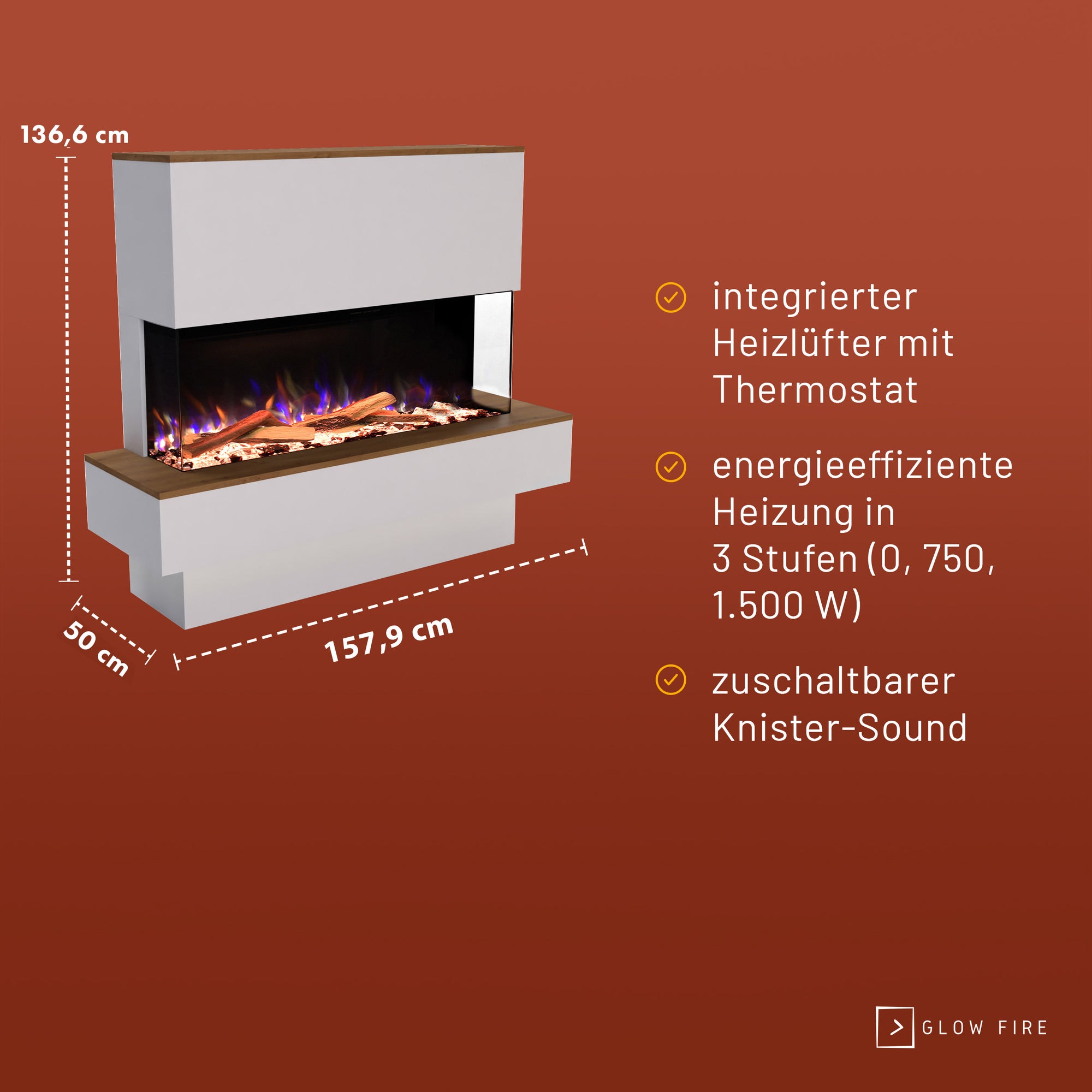 Glow Fire PR19 Camino elettrico E-Motion 3D