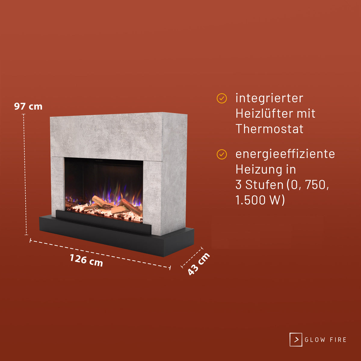 Cheminée électrique Glow Fire PR4 E-Motion 3D