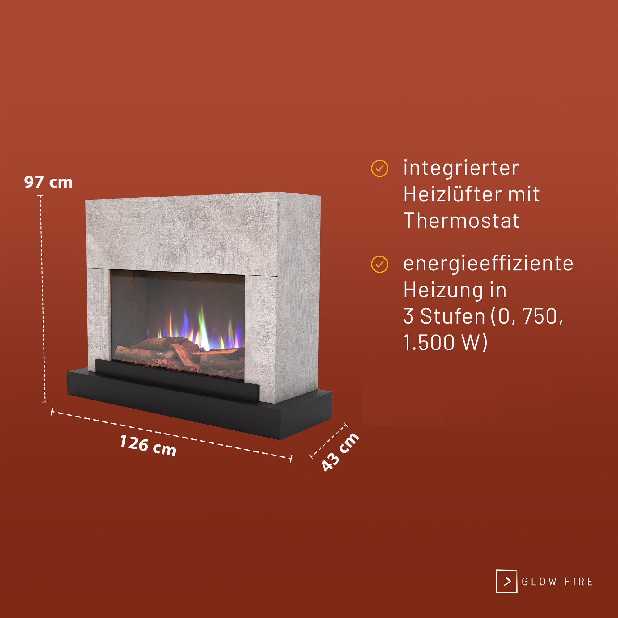 Cheminée électrique Glow Fire PR4 E-Motion 3D