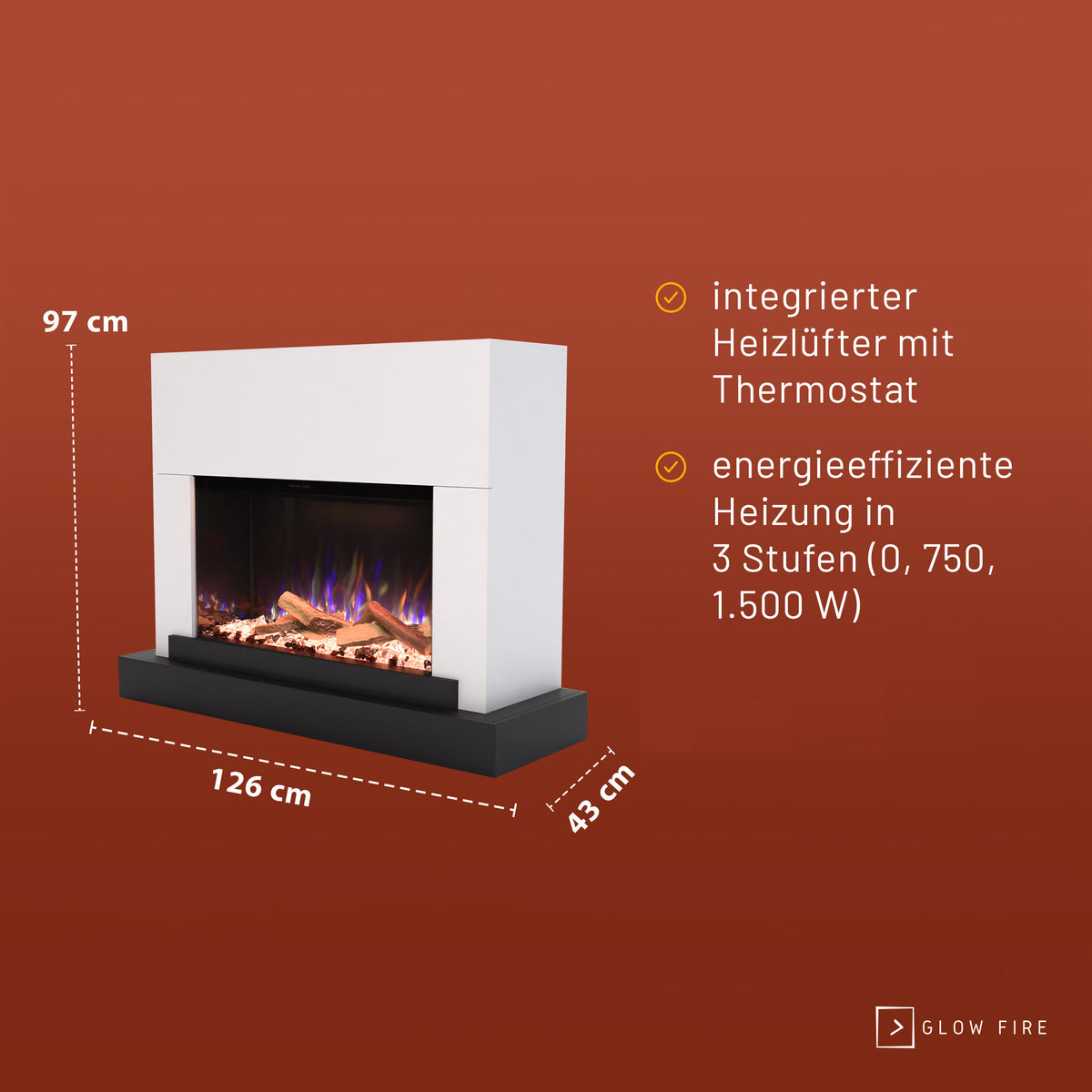 Cheminée électrique Glow Fire PR4 E-Motion 3D