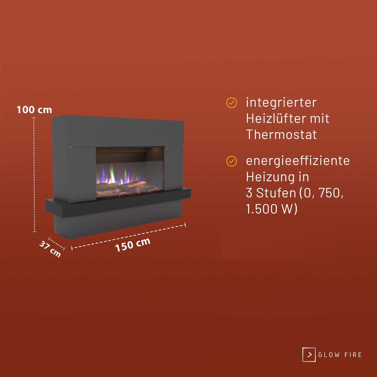 Glow Fire PR9 Elektrokamin E-Motion 3D