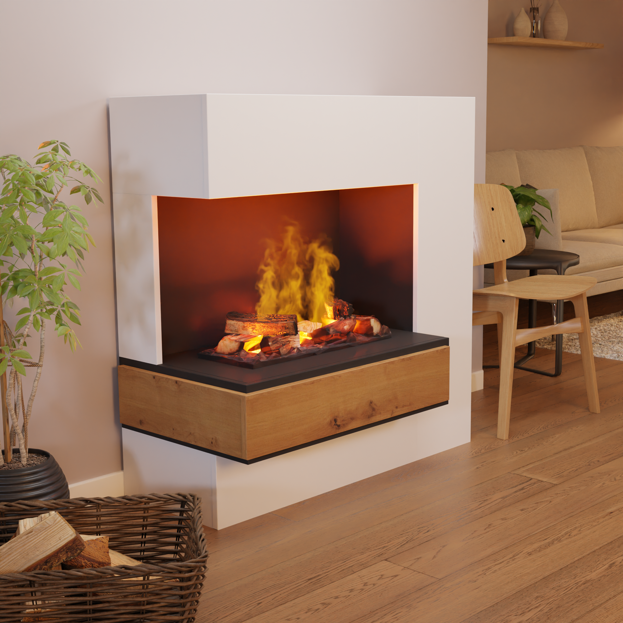 Glow Fire Planck Hoch Elektrokamin